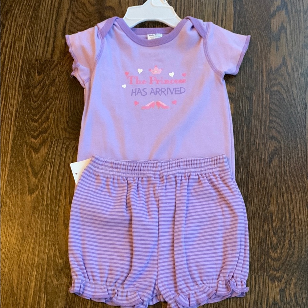 NWT Purple Baby Outfit with Stripes 3-6 months